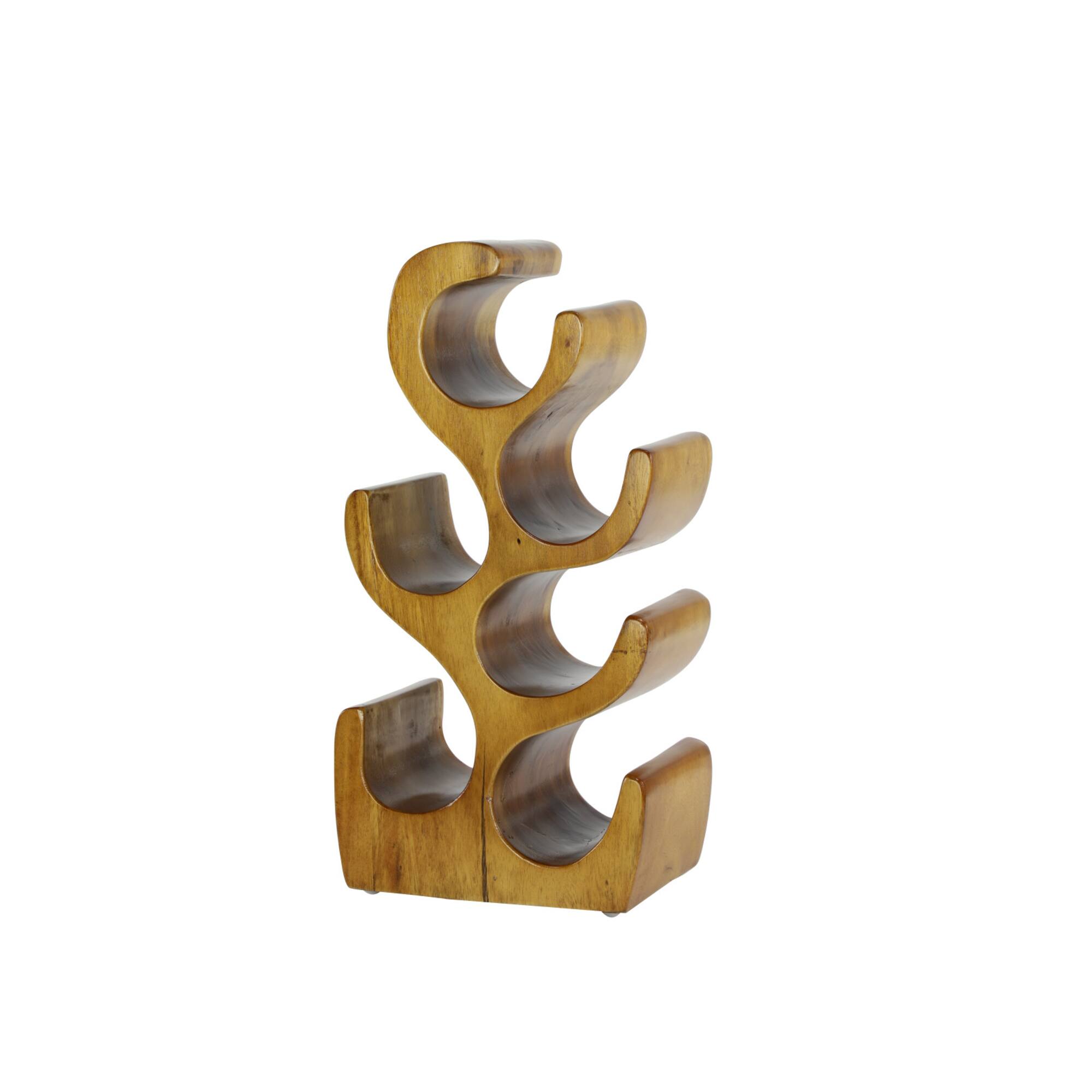 20" Brown Wood Rustic Wine Holder Rack